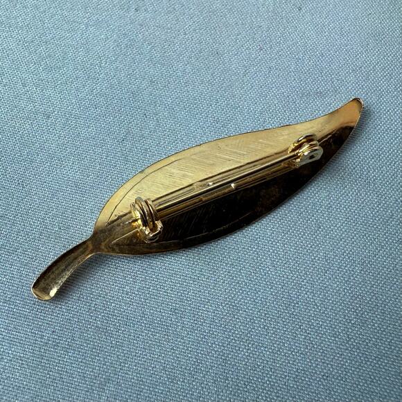 Vintage Set Of Three Goldtone & Silvertone Metal Leaf Brooch Pins - Picture 3 of 7